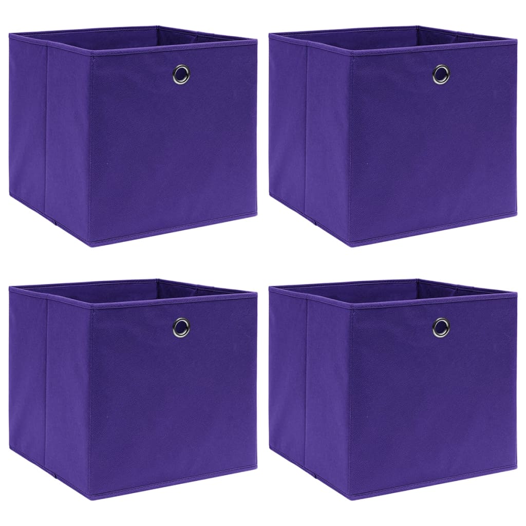 Opbergboxen 4 st 28x28x28 cm nonwoven stof paars is nu te koop bij PeponiXL, paradijselijk wonen!