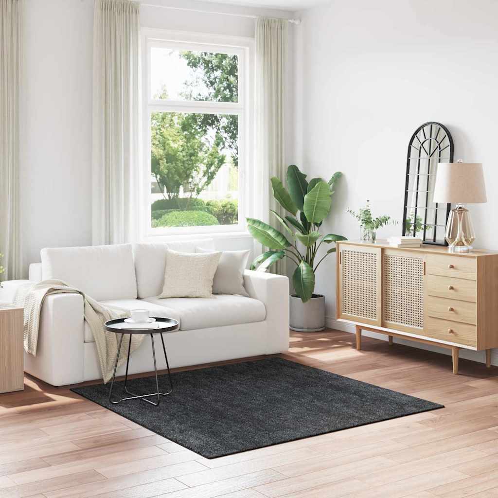 Antislip Shaggy Tapijt Donkergrijs 160 x 160 cm PP is nu te koop bij PeponiXL, paradijselijk wonen!
