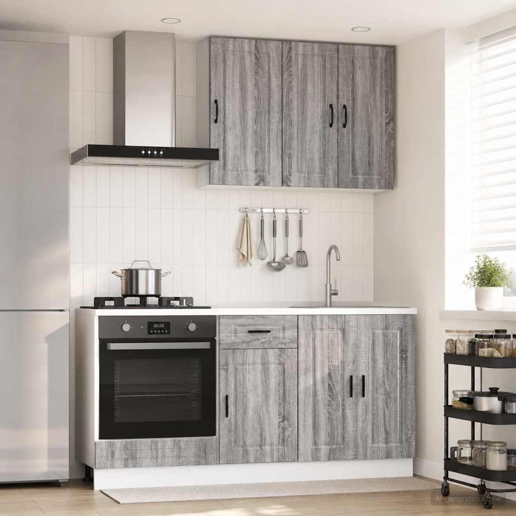 Keukenblok PORTO 5 pcs Grijs Sonoma Bewerkt hout is nu te koop bij PeponiXL, paradijselijk wonen!
