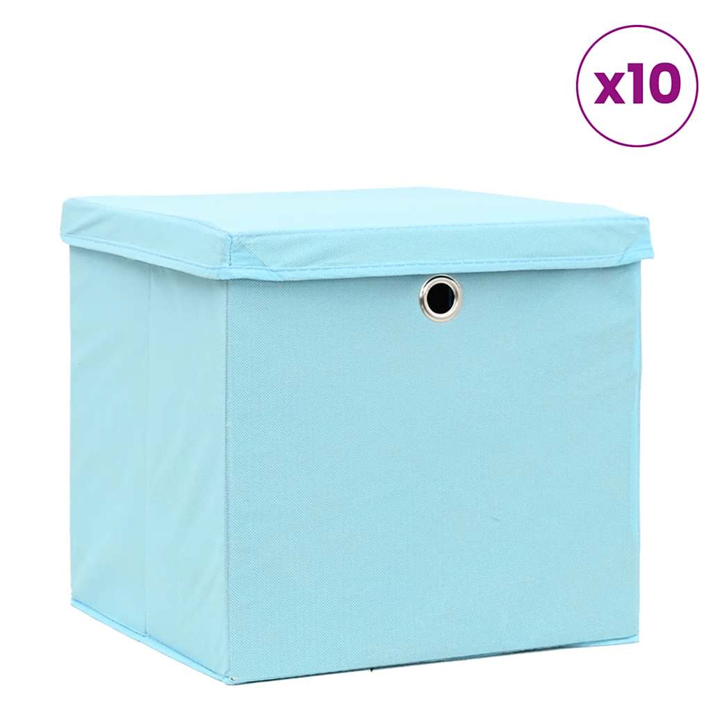 Opbergboxen met deksel 10 st 28x28x28 cm babyblauw is nu te koop bij PeponiXL, paradijselijk wonen!