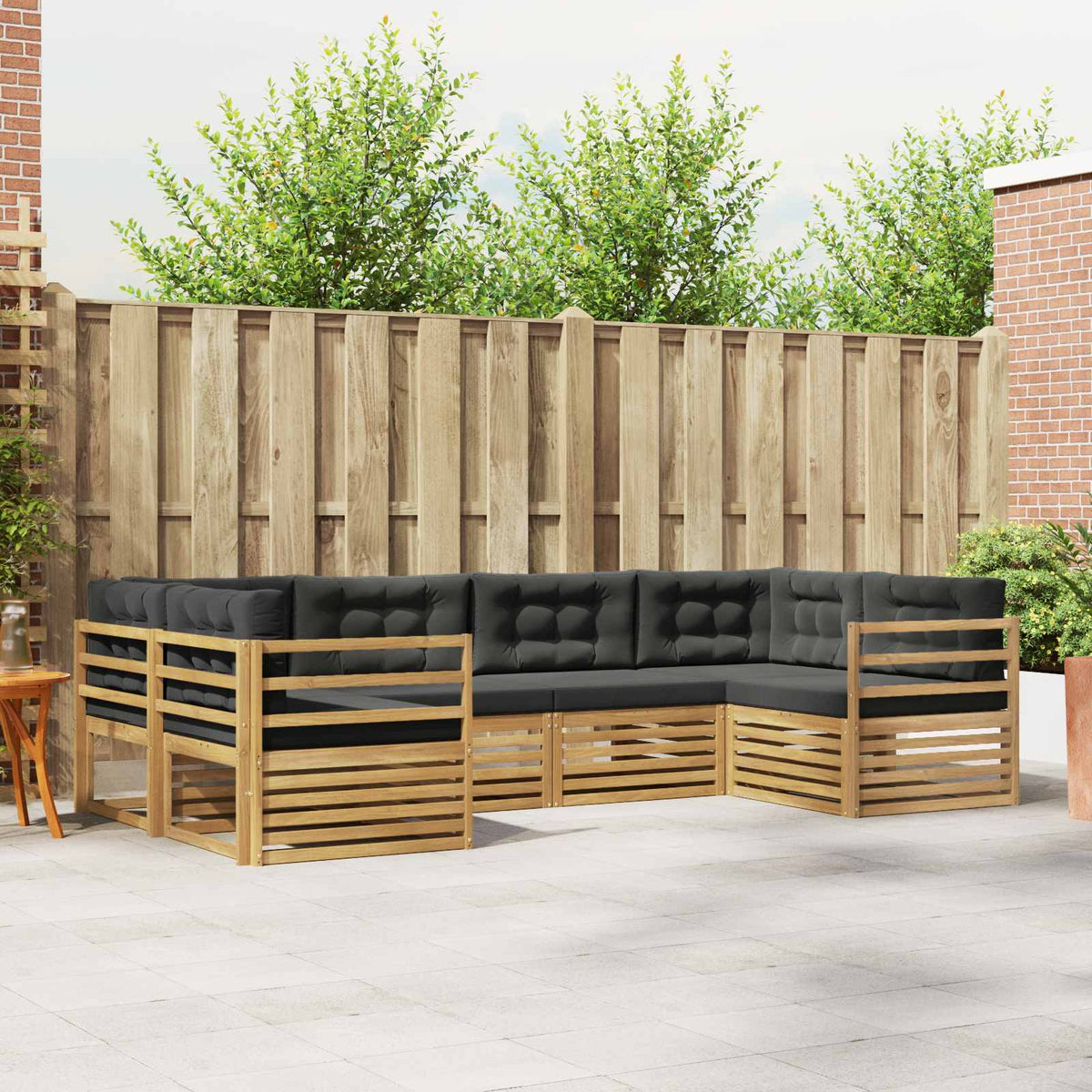 Buiten bankenset 6 pcs Wit en antracietkleurig Polyester is nu te koop bij PeponiXL, paradijselijk wonen!