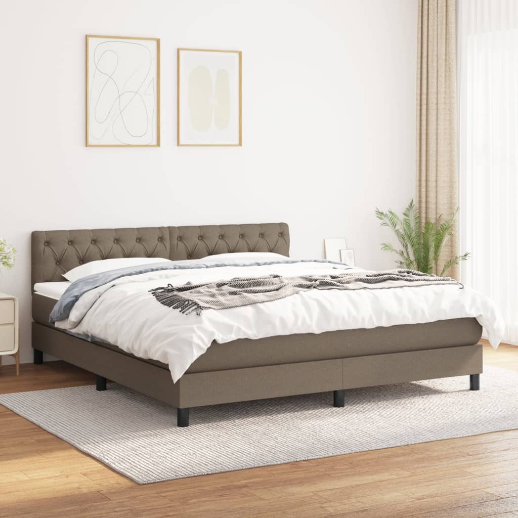 Boxspring met matras stof taupe 160x200 cm is nu te koop bij PeponiXL, paradijselijk wonen!