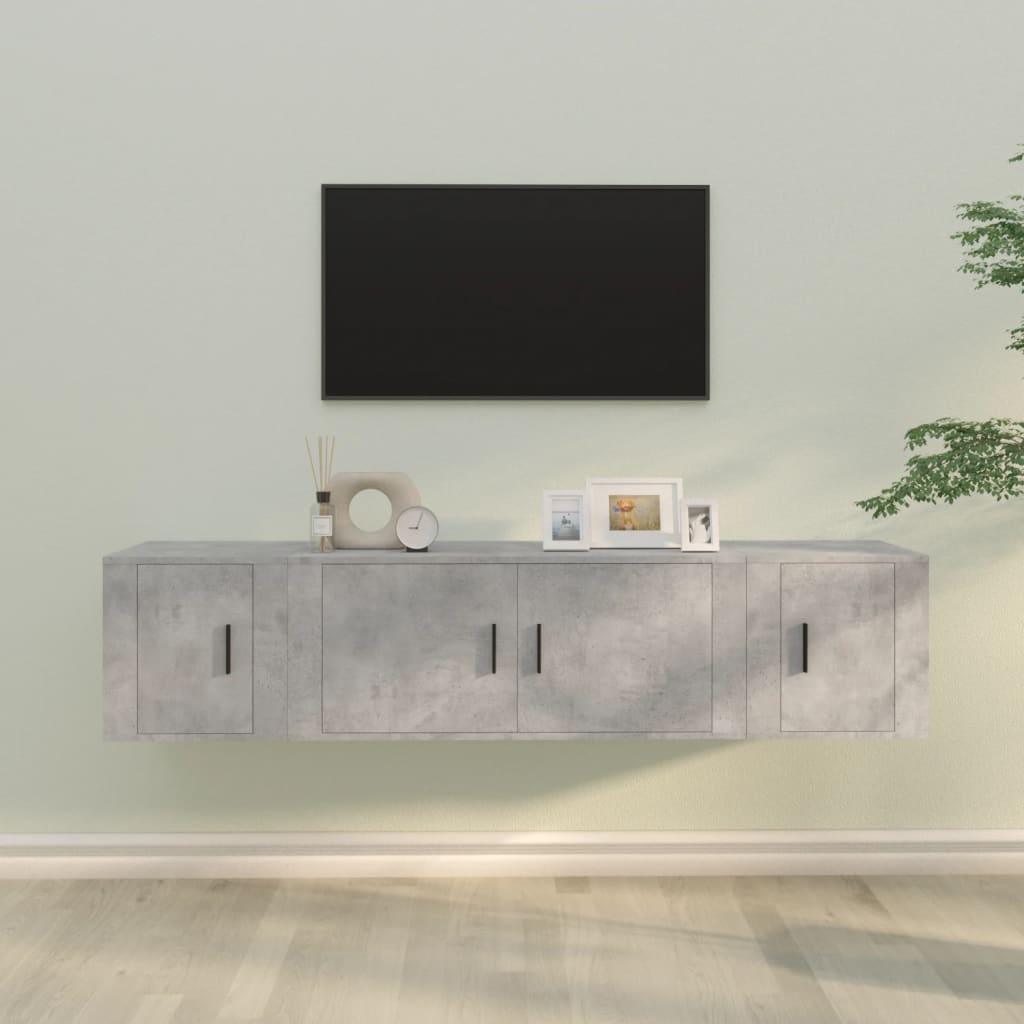 3-delige Tv-meubelset bewerkt hout betongrijs is nu te koop bij PeponiXL, paradijselijk wonen!