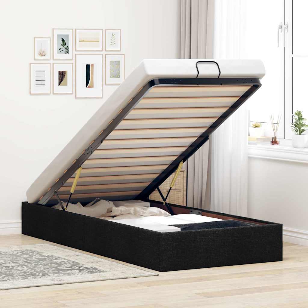 Bedframe zonder matras 90x190 cm stof zwart is nu te koop bij PeponiXL, paradijselijk wonen!