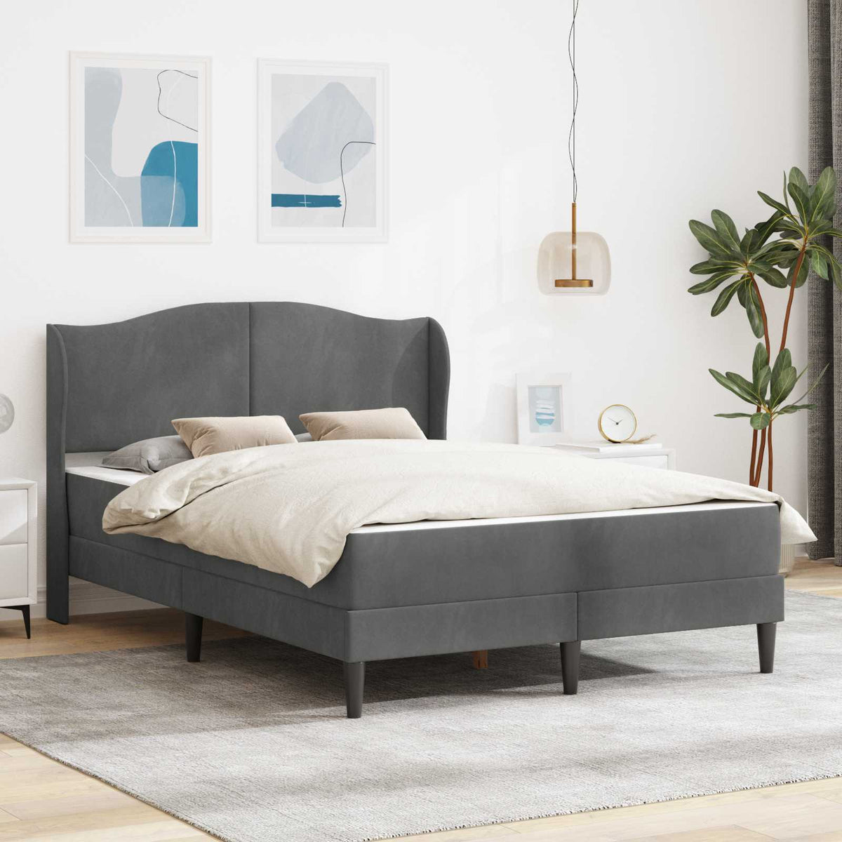 Bedframe met hoofdeinde Donkergrijs 120 x 190 cm Fluweel is nu te koop bij PeponiXL, paradijselijk wonen!