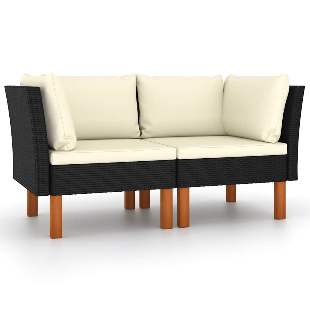 Hoekbanken 2 st poly rattan en massief eucalyptushout is nu te koop bij PeponiXL, paradijselijk wonen!