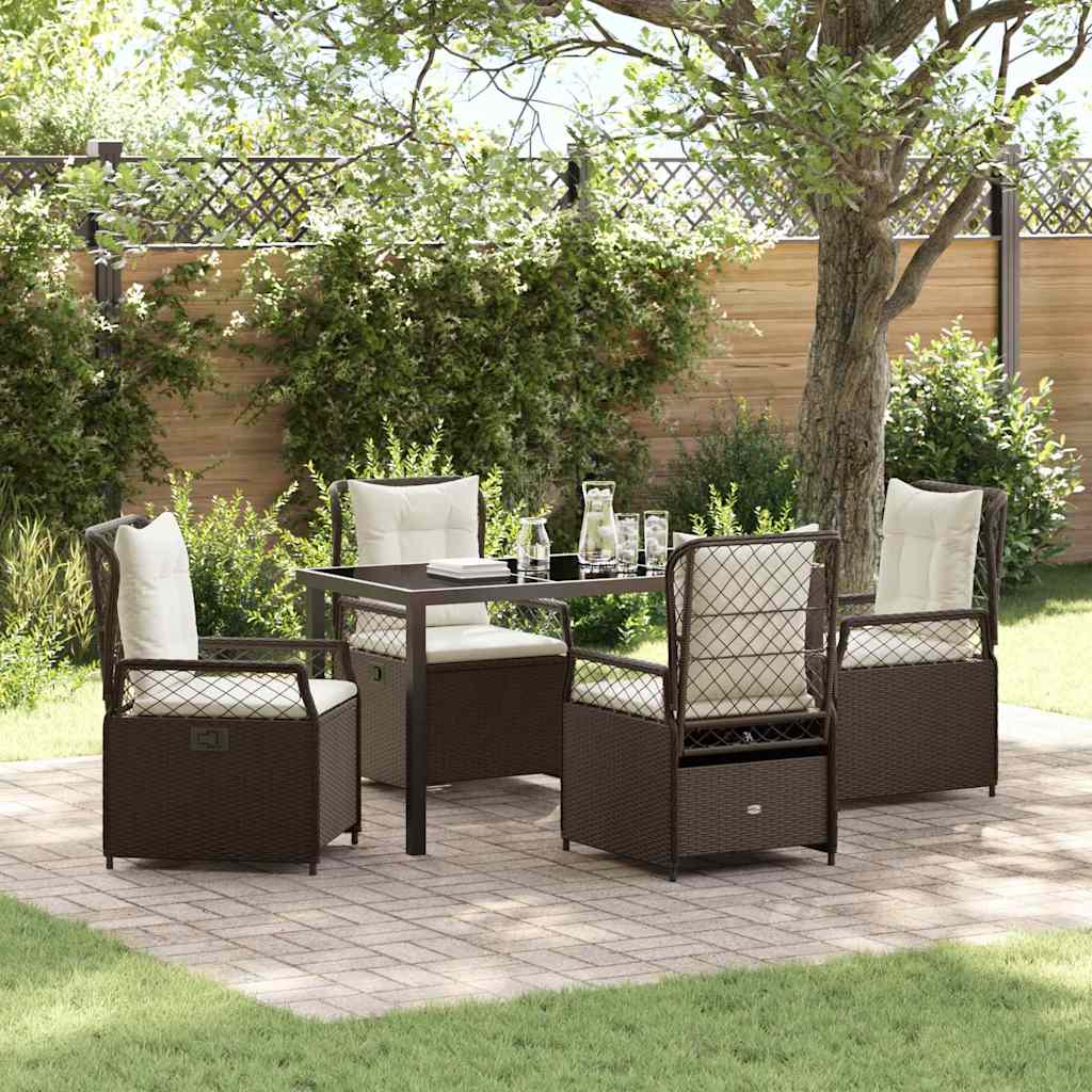 Tuin eettafelset 5 pcs Bruin poly rattan is nu te koop bij PeponiXL, paradijselijk wonen!