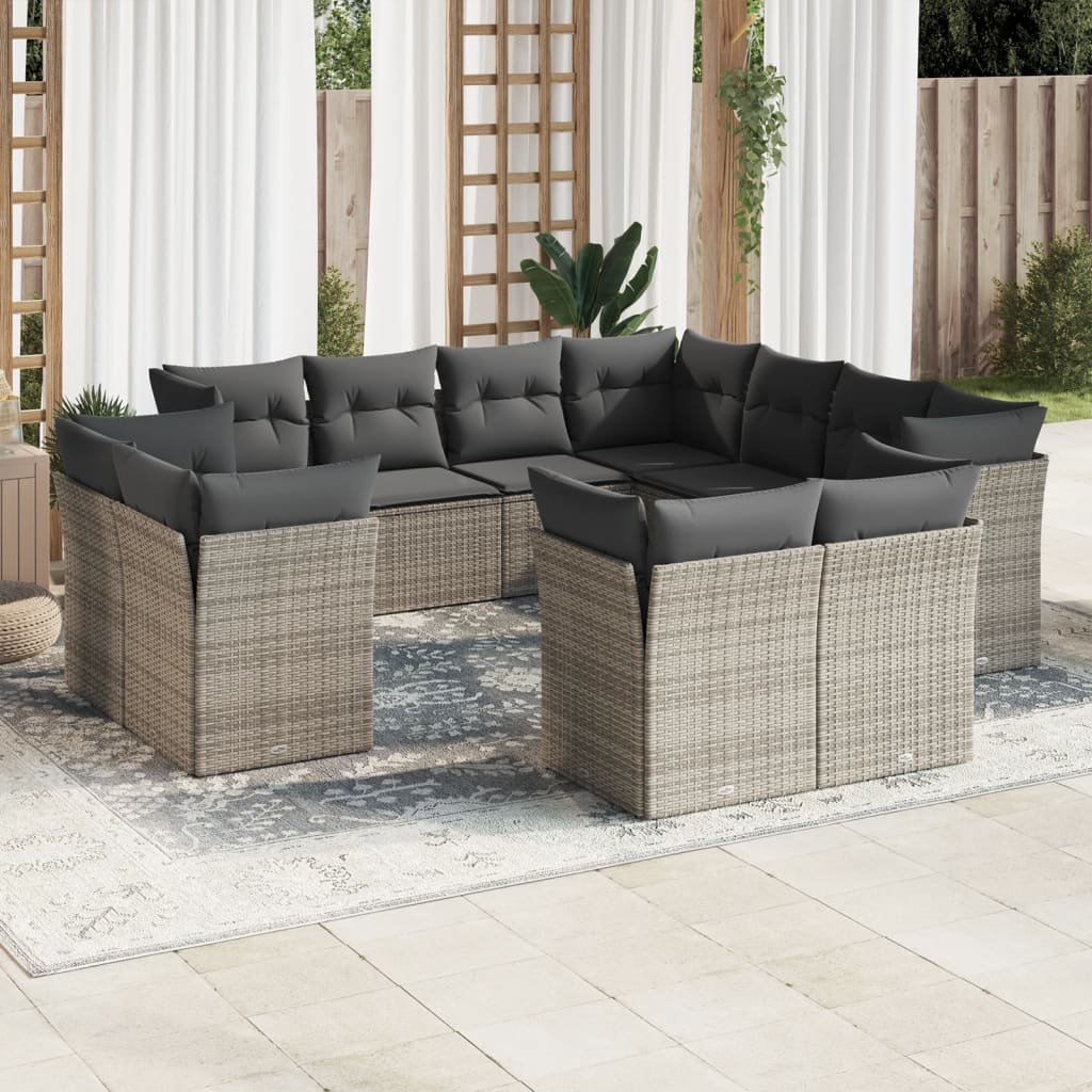 11-delige Loungeset met kussens poly rattan grijs is nu te koop bij PeponiXL, paradijselijk wonen!