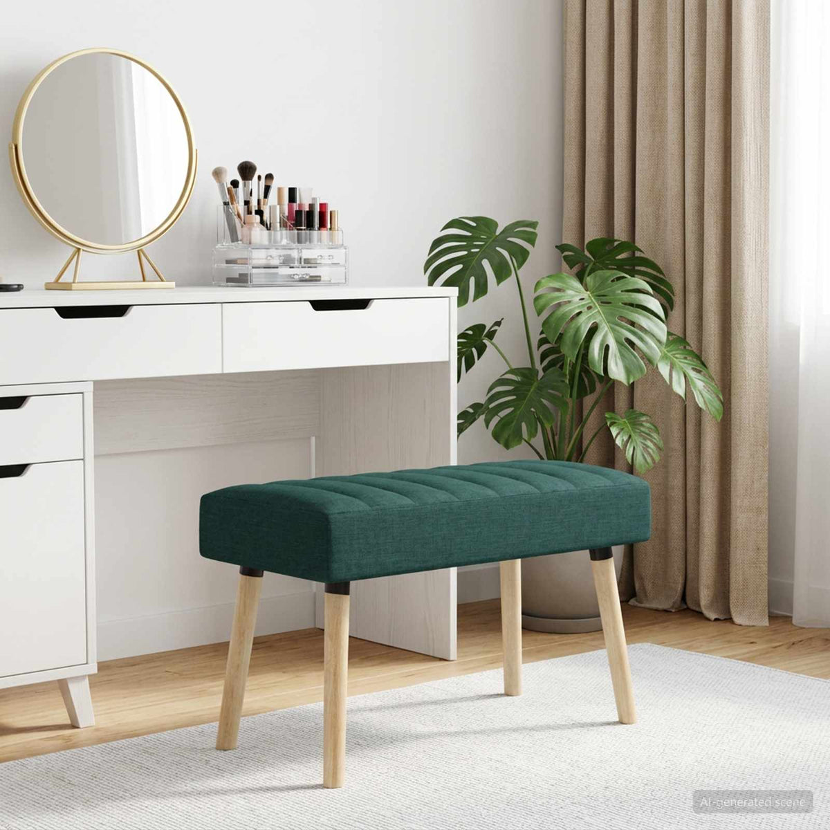 Kanaal-geplooide bank Donkergroen 80 x 40 x 46 cm Stof is nu te koop bij PeponiXL, paradijselijk wonen!