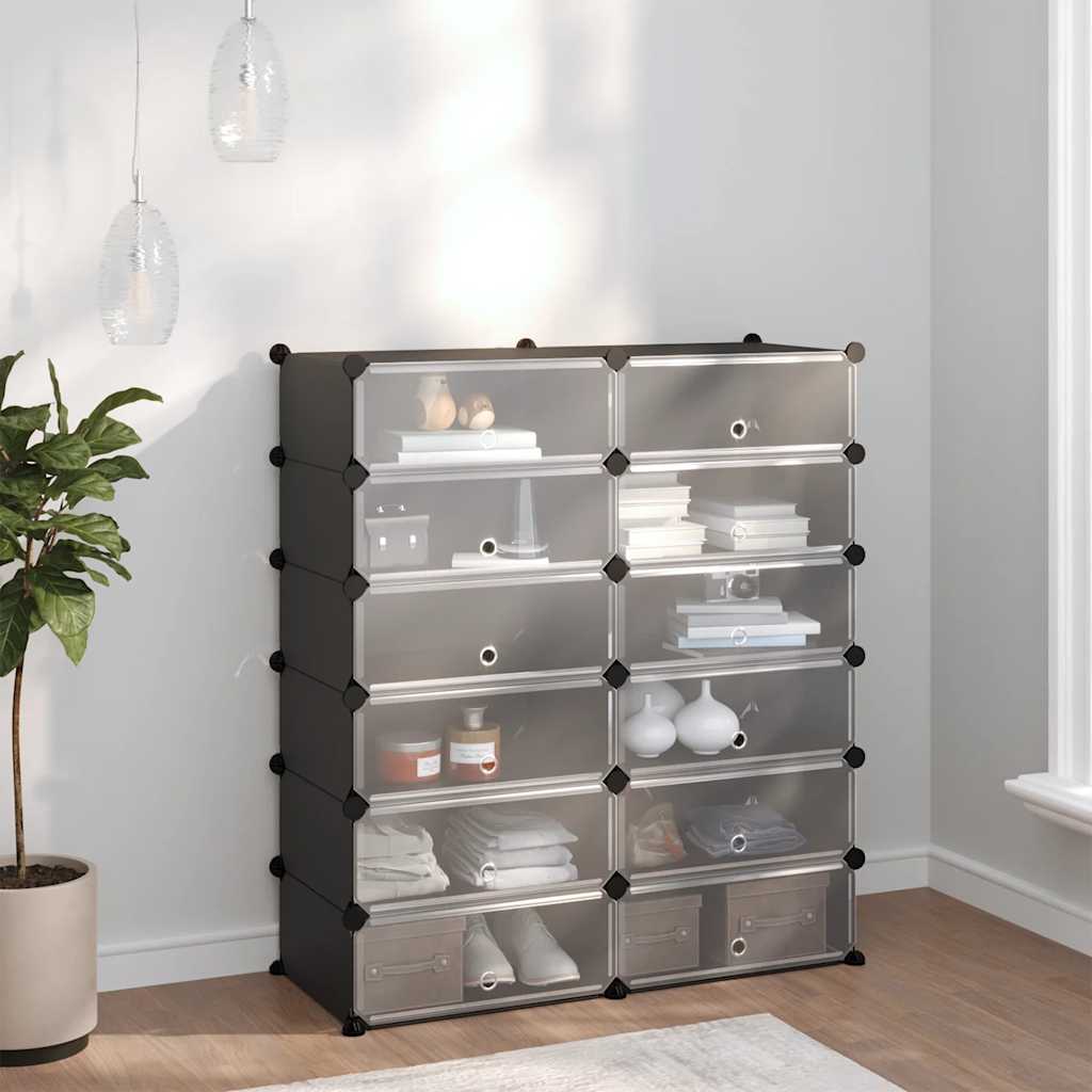Schoenenrek 94,5x36,5x106 cm polypropeen zwart is nu te koop bij PeponiXL, paradijselijk wonen!
