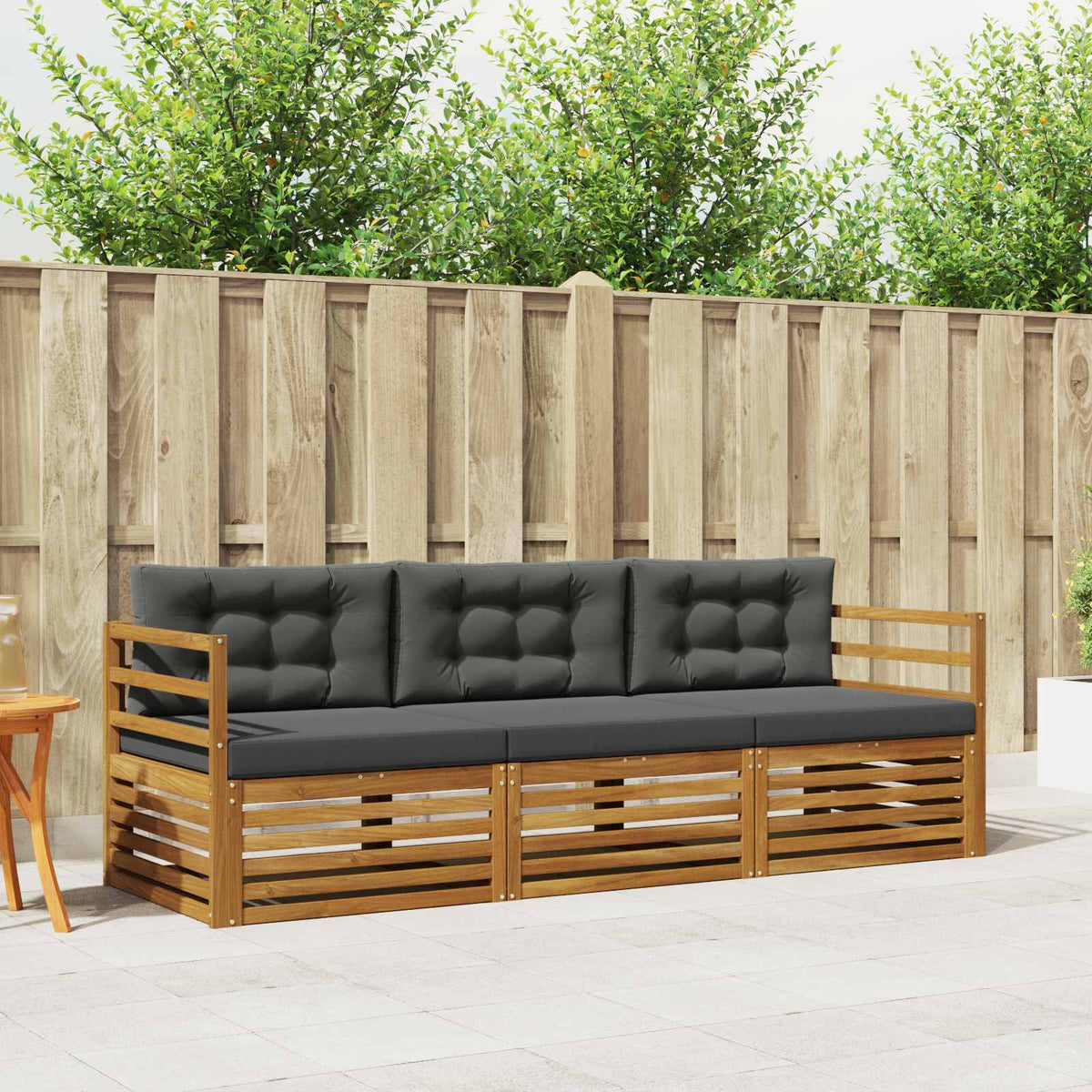 Buiten bankenset met kussen 3 pcs Natuurlijk en Antraciet is nu te koop bij PeponiXL, paradijselijk wonen!