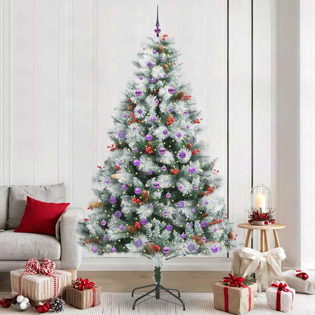 Kunstkerstboom Groen en wit 240 cm PVC en Metaal en Plastic is nu te koop bij PeponiXL, paradijselijk wonen!