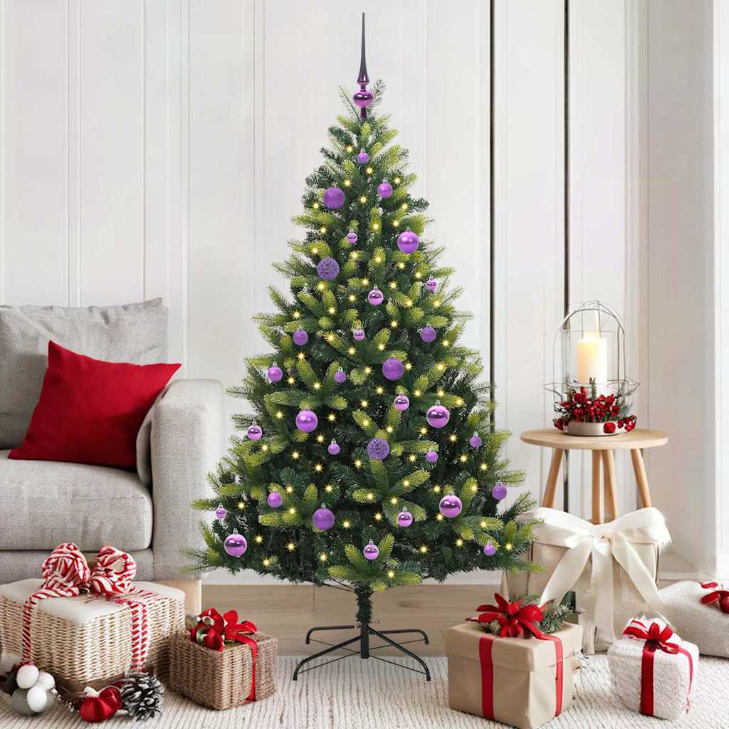 Kunstkerstboom met scharnier 150 LEDs Groen 150 cm PVC en PE is nu te koop bij PeponiXL, paradijselijk wonen!