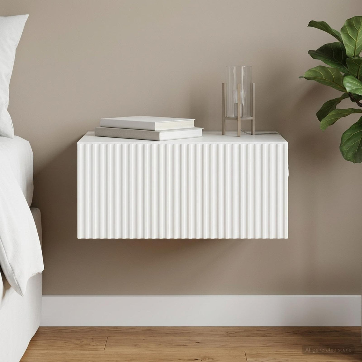 Wandbeugel Bedkast Hoogglans Wit 49 x 34,5 x 20 cm Bewerkt hout is nu te koop bij PeponiXL, paradijselijk wonen!