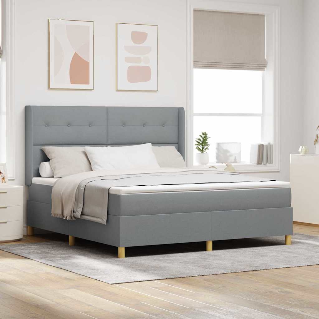 Boxspringbed met hoofdeinde Lichtgrijs 180 x 200 cm Stof is nu te koop bij PeponiXL, paradijselijk wonen!