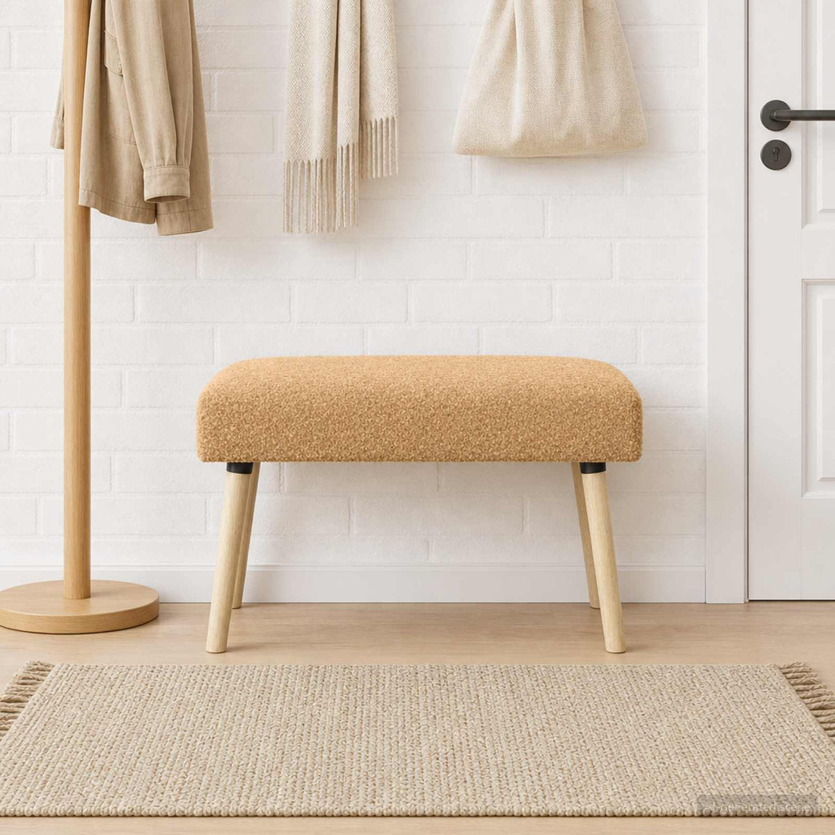Bank Effen Beige 80 x 40 x 46 cm Bouclé is nu te koop bij PeponiXL, paradijselijk wonen!