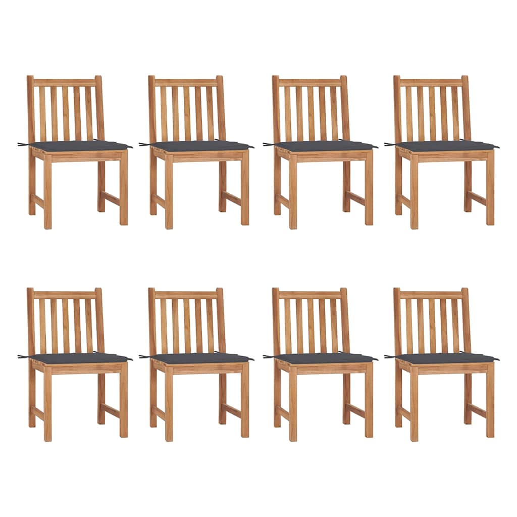 Tuinstoelen 8 st met kussens massief teakhout is nu te koop bij PeponiXL, paradijselijk wonen!