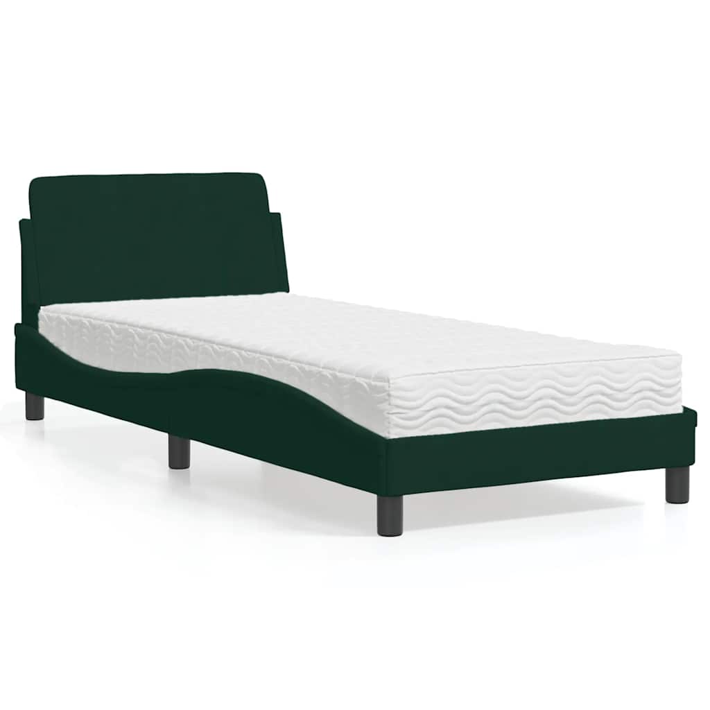Bed met matras "Dover" fluweel donkergroen 80x200 cm is nu te koop bij PeponiXL, paradijselijk wonen!