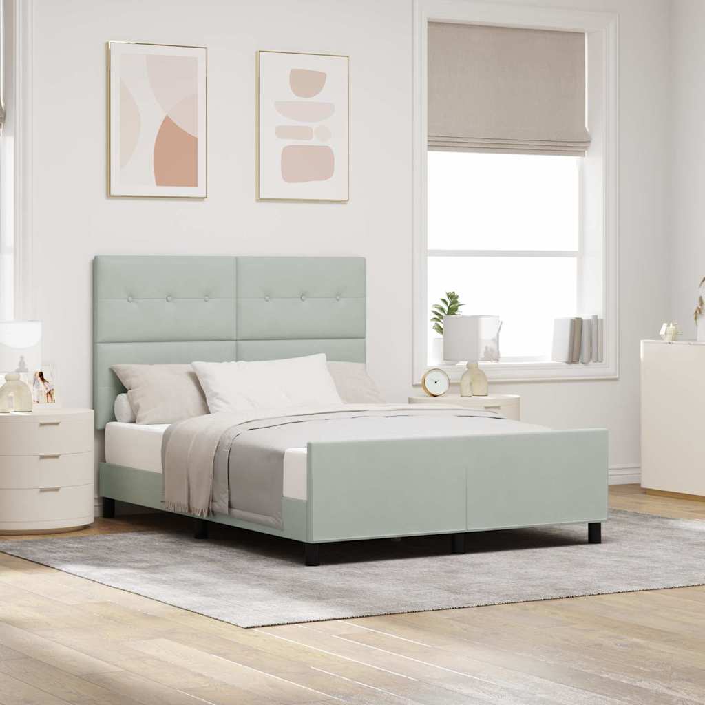 Boxspringbed met hoofdeinde Lichtgrijs 140 x 200 cm Fluweel is nu te koop bij PeponiXL, paradijselijk wonen!