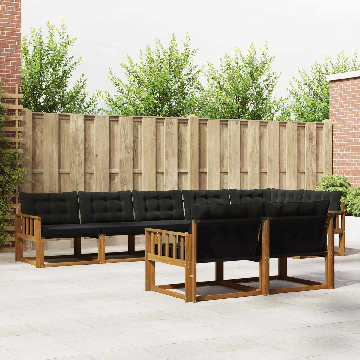 Buiten bankenset met kussen 8 pcs Natuurlijk en Zwart is nu te koop bij PeponiXL, paradijselijk wonen!
