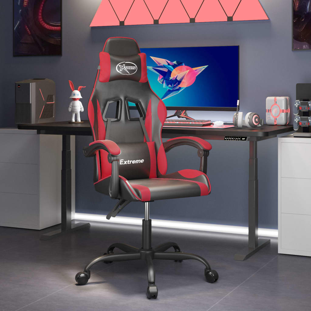 Gamestoel draaibaar kunstleer zwart en rood is nu te koop bij PeponiXL, paradijselijk wonen!