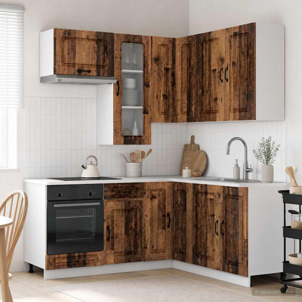 Keukenblok KALMAR 8 pcs Oud hout Bewerkt hout is nu te koop bij PeponiXL, paradijselijk wonen!