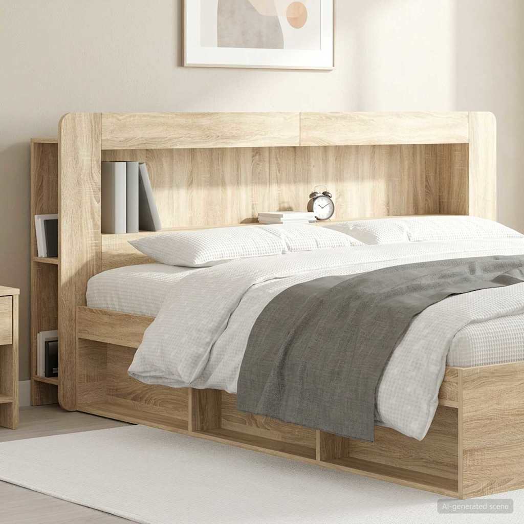 Hoofdbordkast met opslag Sonoma Eiken Geconstrueerd hout is nu te koop bij PeponiXL, paradijselijk wonen!