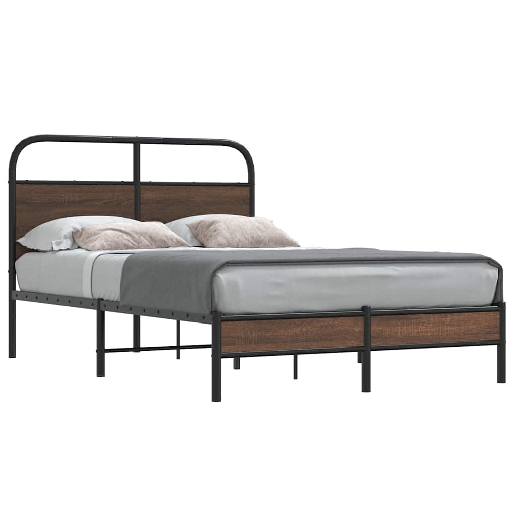 Bedframe zonder matras bewerkt hout bruin eikenkleur 120x190 cm is nu te koop bij PeponiXL, paradijselijk wonen!