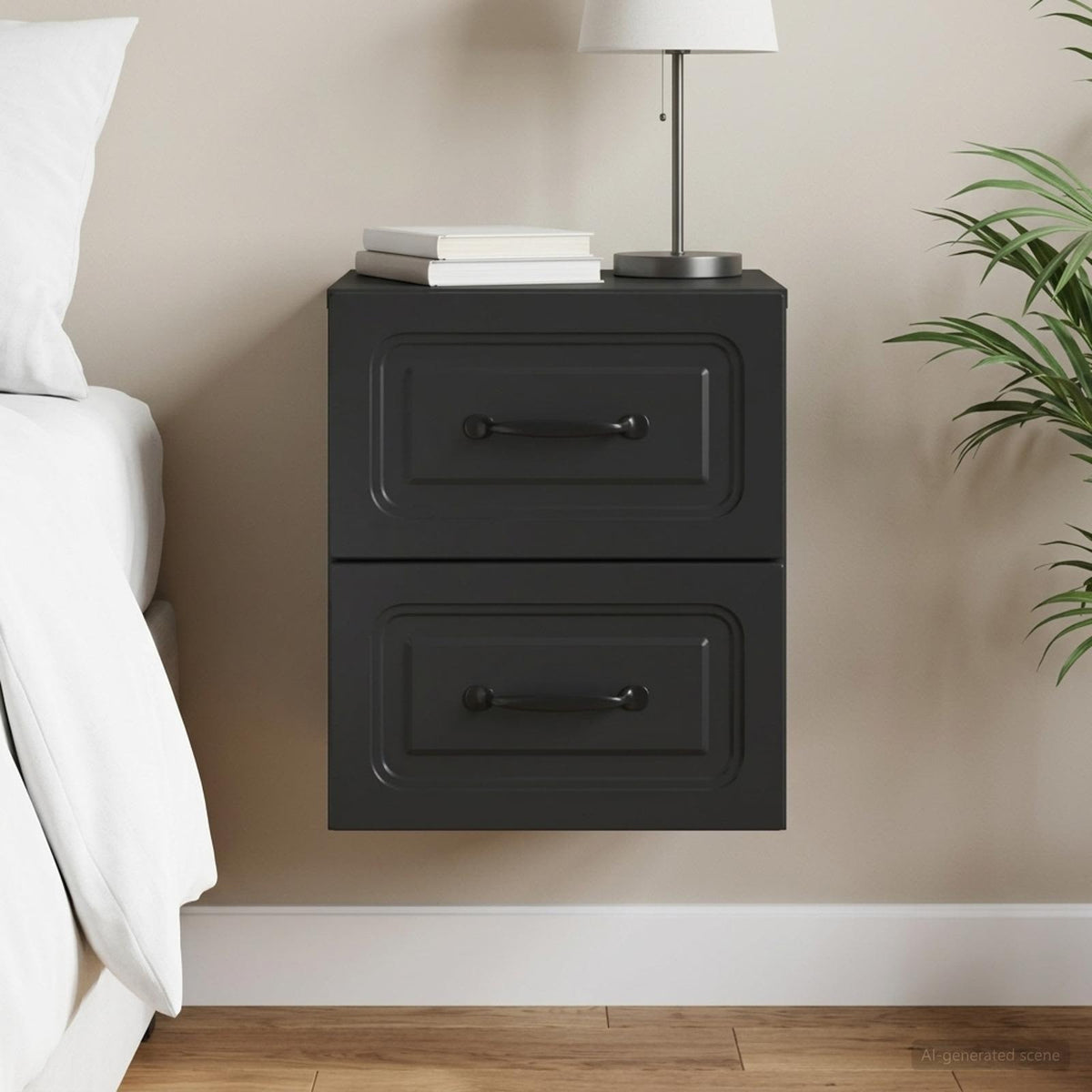 Wandbeugel Bedkast Zwart 34,5 x 33 x 40 cm Bewerkt hout is nu te koop bij PeponiXL, paradijselijk wonen!