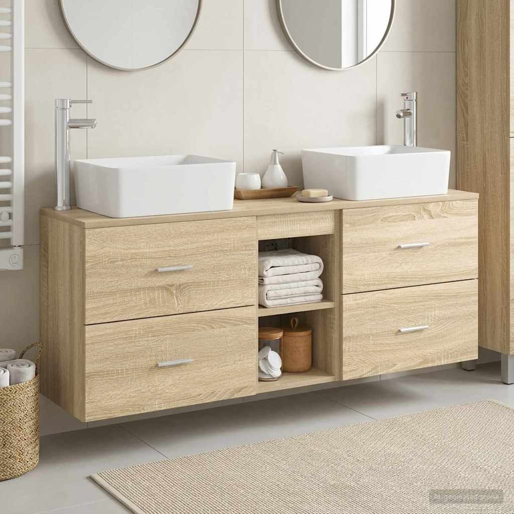 Badkamerkastenset 3 st Sonoma Eiken 53 x 34,5 x 63 cm is nu te koop bij PeponiXL, paradijselijk wonen!