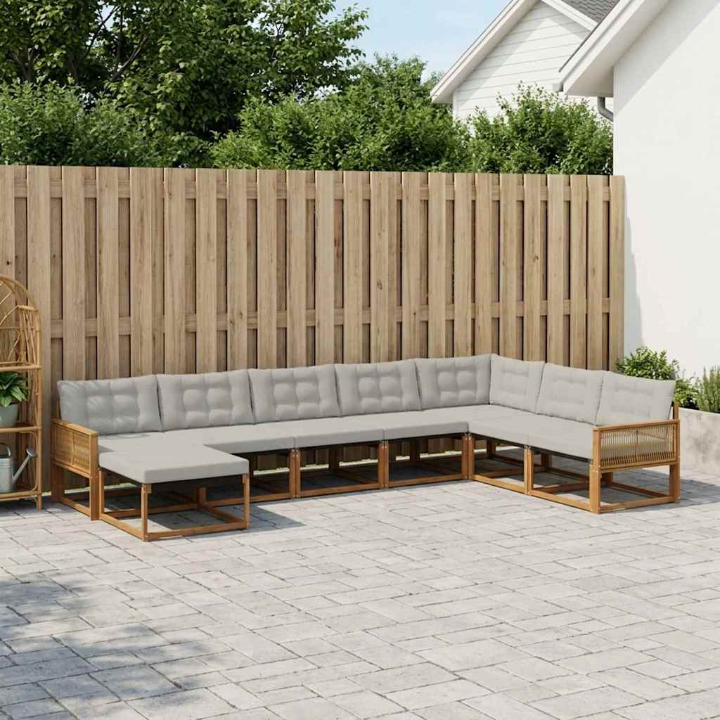 Buiten bankenset met kussen 8 pcs Naturel en lichtgrijs is nu te koop bij PeponiXL, paradijselijk wonen!