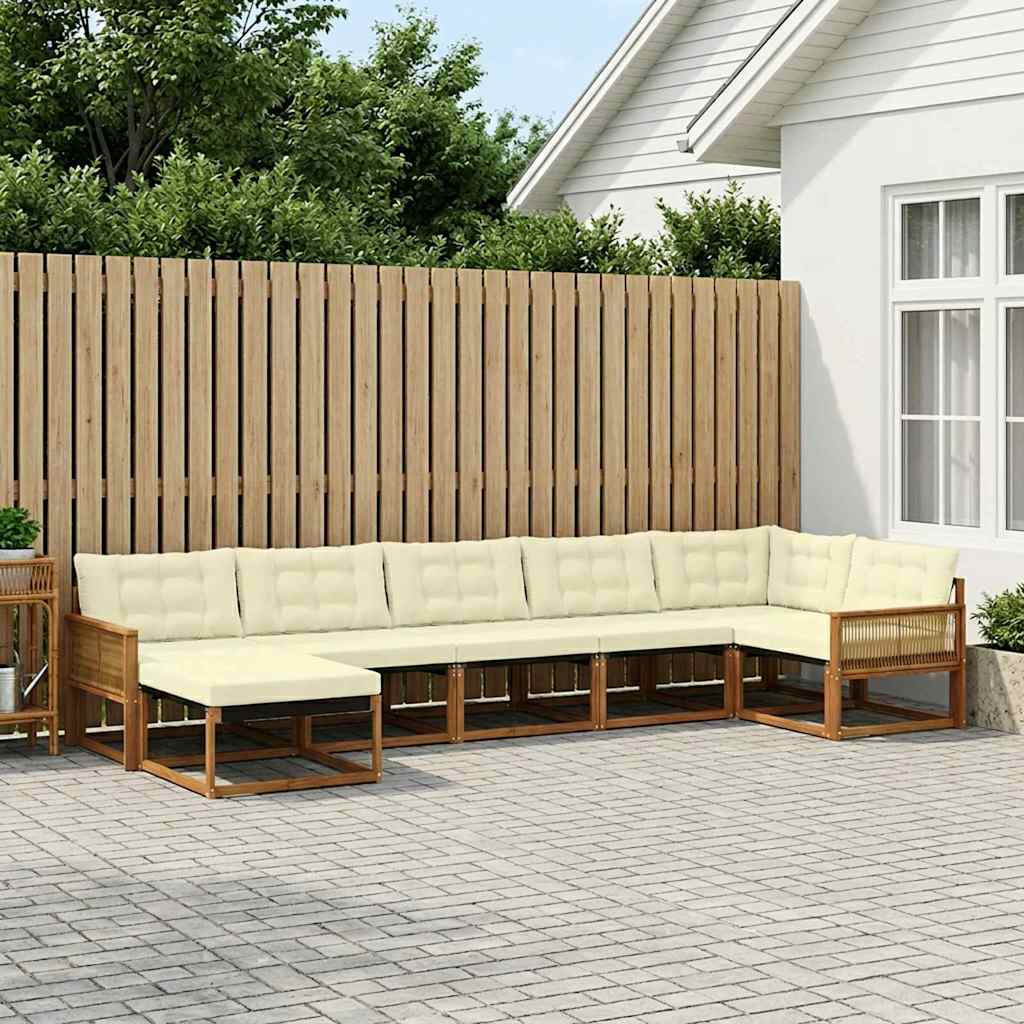 Buiten bankenset met kussen 7 pcs Natuurlijk en Crème is nu te koop bij PeponiXL, paradijselijk wonen!