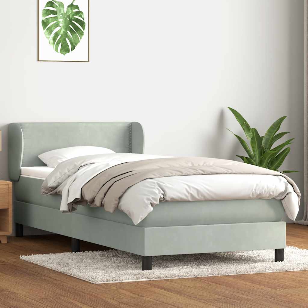 Boxspring met matras fluweel lichtgrijs 80x210 cm is nu te koop bij PeponiXL, paradijselijk wonen!