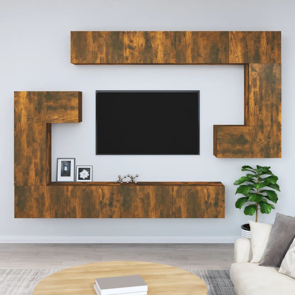 Tv-wandmeubel bewerkt hout gerookt eikenkleurig is nu te koop bij PeponiXL, paradijselijk wonen!
