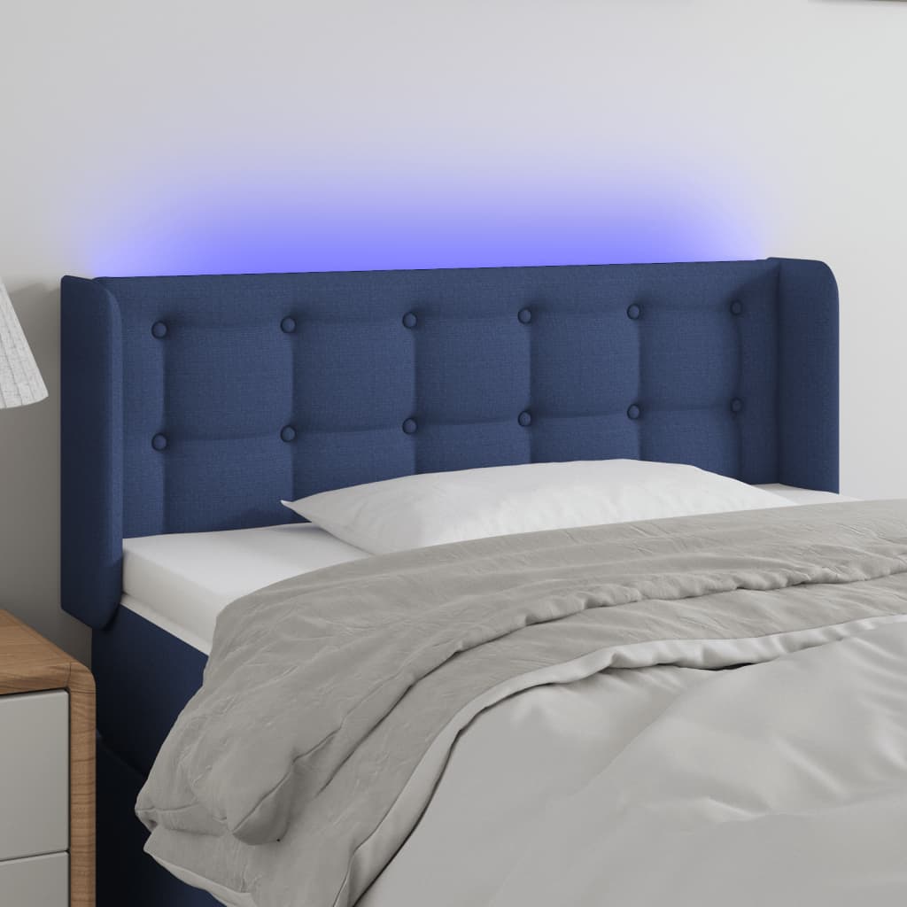 Hoofdbord LED 93x16x78/88 cm stof blauw is nu te koop bij PeponiXL, paradijselijk wonen!
