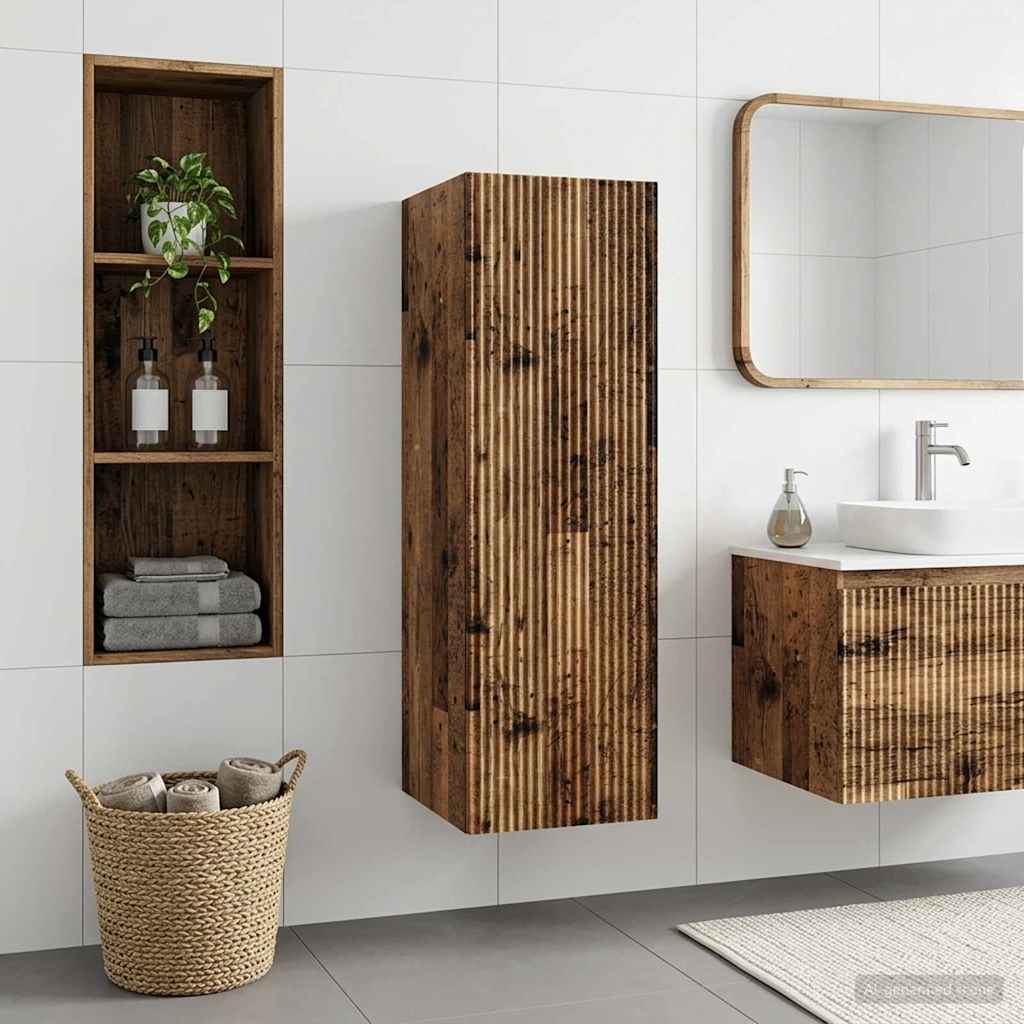 Wand Gemonteerde Badkamerkast Oud hout 33 x 34,5 x 100 cm is nu te koop bij PeponiXL, paradijselijk wonen!