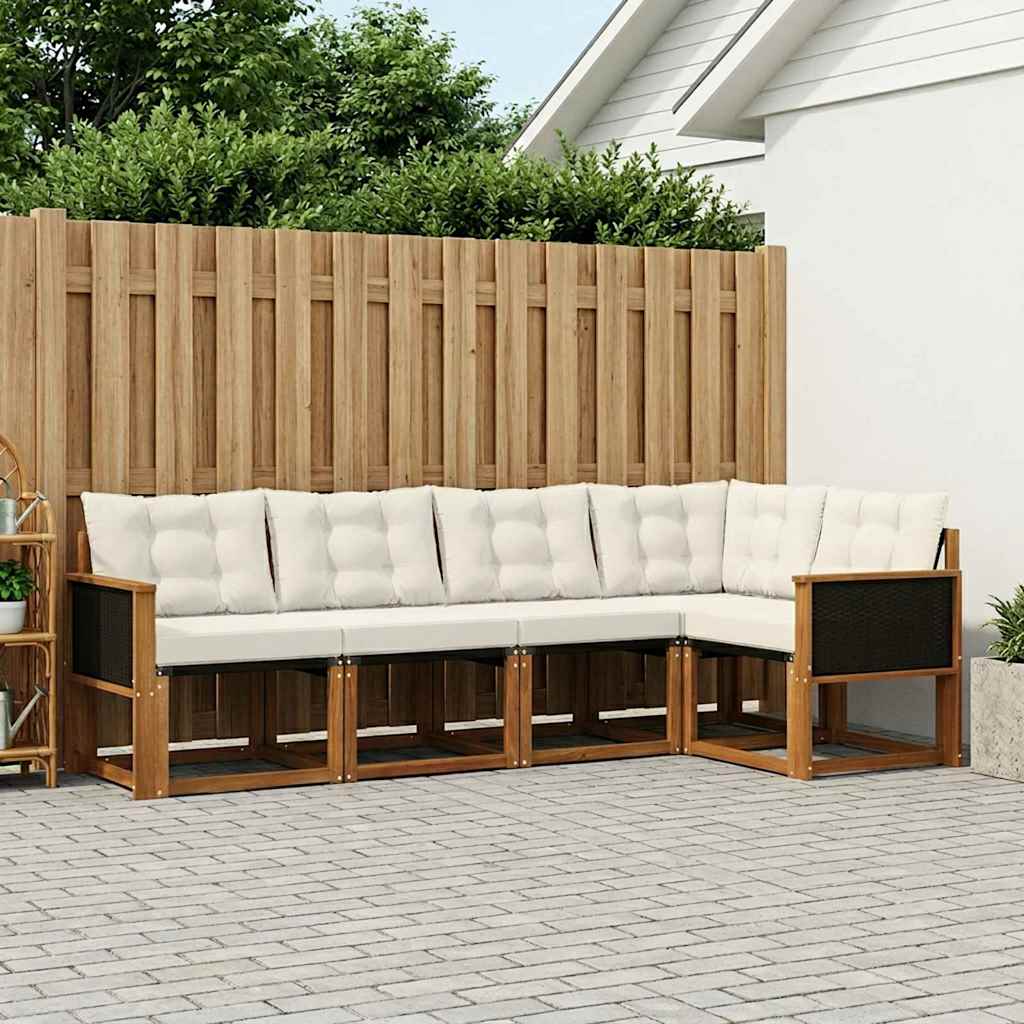 Buiten bankenset met kussen 5 pcs Natuurlijk en Crème is nu te koop bij PeponiXL, paradijselijk wonen!