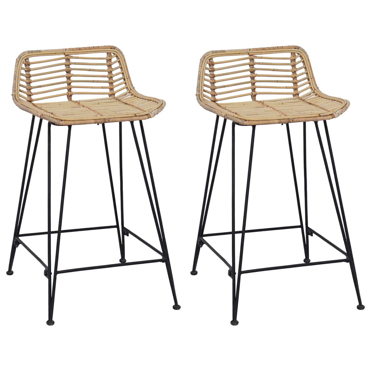 Barkruk 2 pcs Naturel 44 x 45 x 76 cm Rattan en staal is nu te koop bij PeponiXL, paradijselijk wonen!