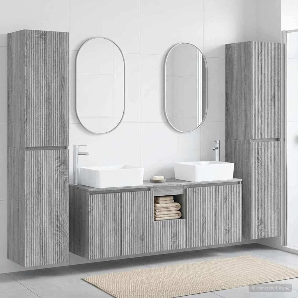 Badkamermeubelset 5 st Grijs Sonoma 33 x 34,5 x 160 cm is nu te koop bij PeponiXL, paradijselijk wonen!
