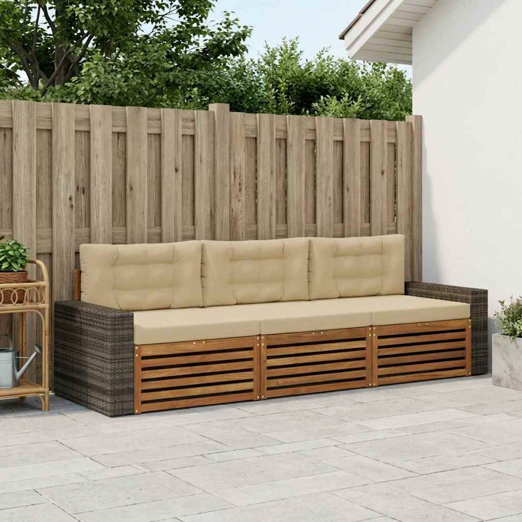 Buiten bankenset met kussen 3 pcs Natuurlijk en Beige Polyester is nu te koop bij PeponiXL, paradijselijk wonen!