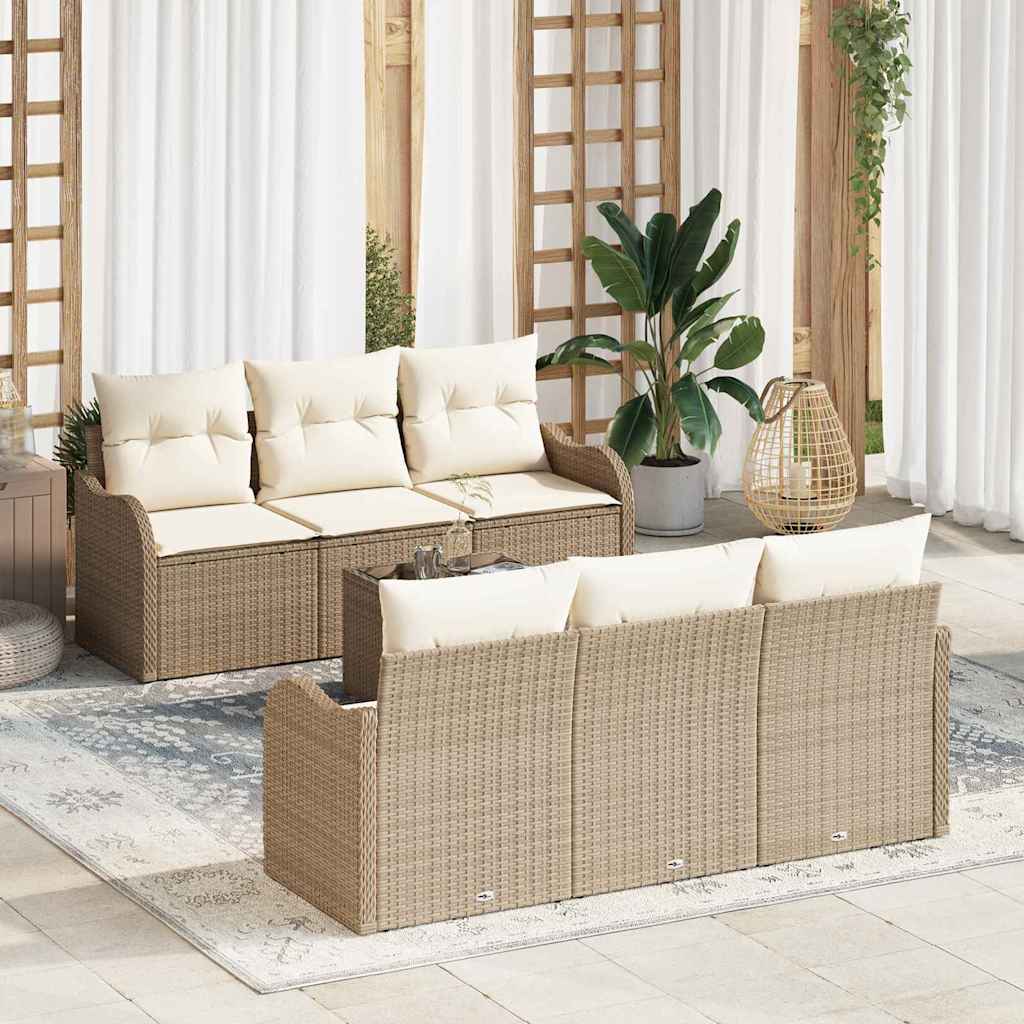 Tuin Sofa Set 7 pcs Beige poly rattan is nu te koop bij PeponiXL, paradijselijk wonen!