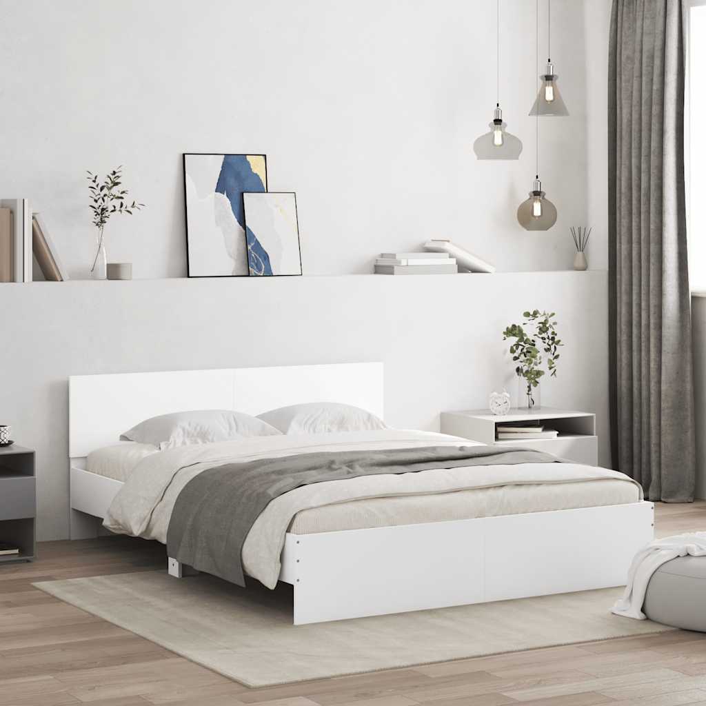 Bedframe met hoofdeinde wit 140x190 cm is nu te koop bij PeponiXL, paradijselijk wonen!