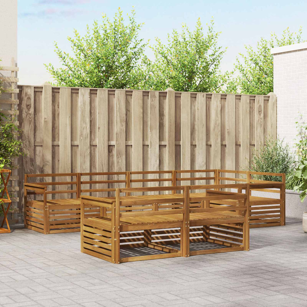 Buiten bankenset 7 pcs Naturel Massief Acaciahout is nu te koop bij PeponiXL, paradijselijk wonen!