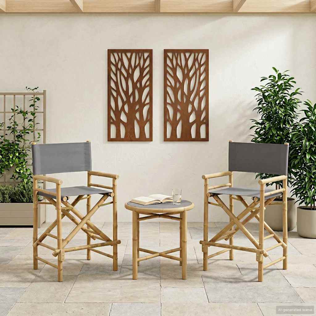 Vouwbare Regisseursstoel 2 pcs Naturel 58 x 48 x 115 cm Bamboe is nu te koop bij PeponiXL, paradijselijk wonen!