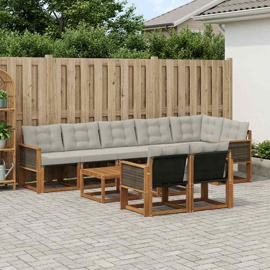 Buiten bankenset met kussen 9 pcs Naturel en lichtgrijs is nu te koop bij PeponiXL, paradijselijk wonen!