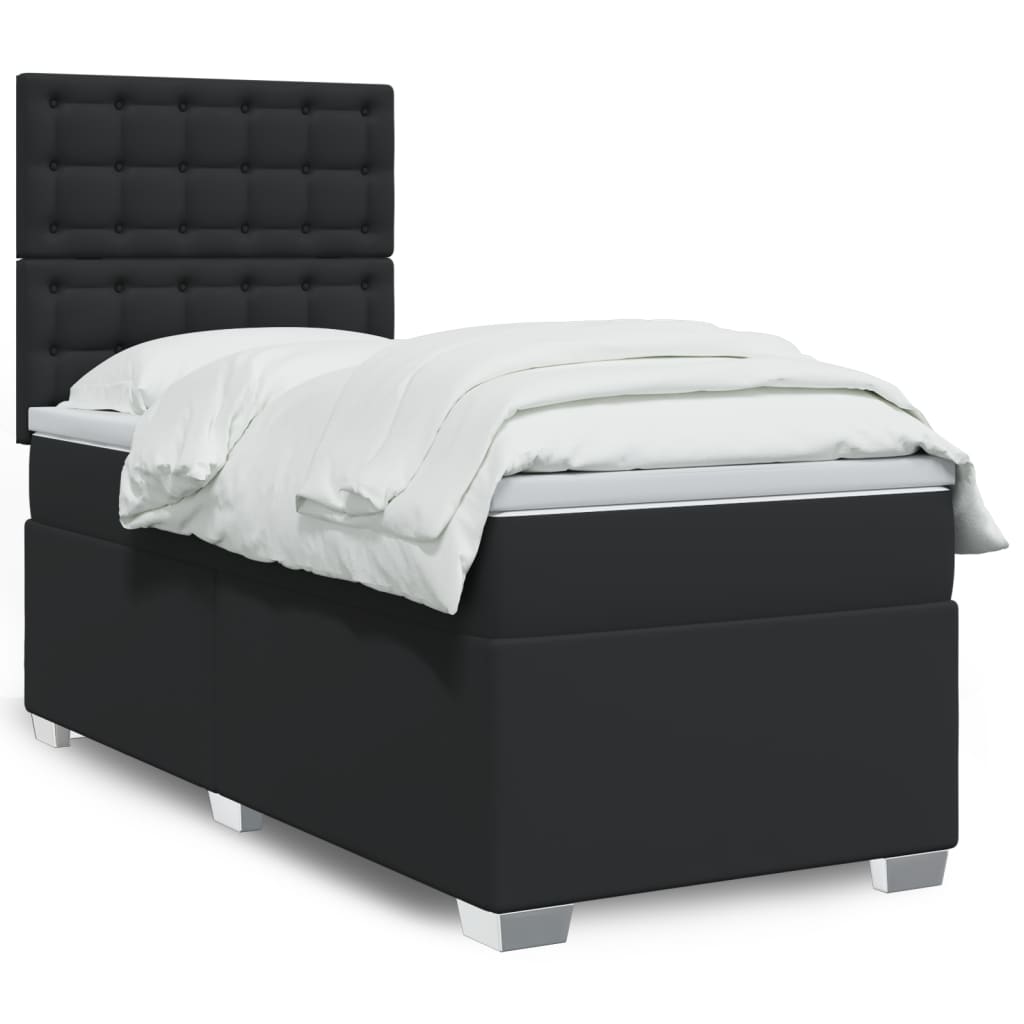 Boxspring met matras kunstleer zwart 90x200 cm is nu te koop bij PeponiXL, paradijselijk wonen!