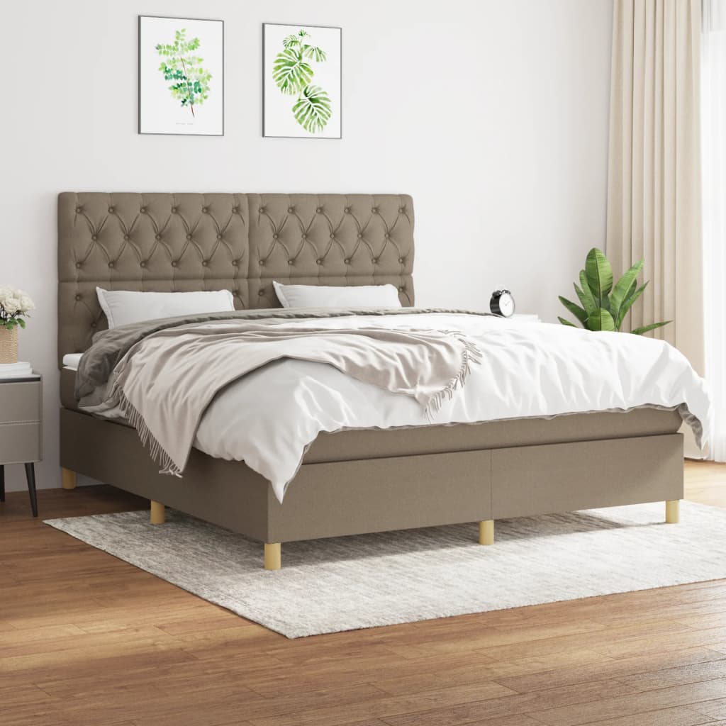 Boxspring met matras stof taupe 160x200 cm is nu te koop bij PeponiXL, paradijselijk wonen!