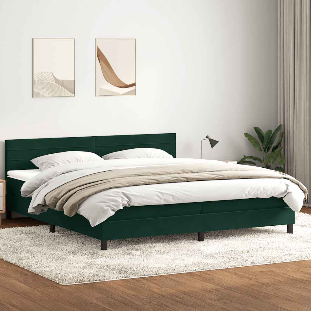 Boxspring met matras fluweel donkergroen 180x220 cm is nu te koop bij PeponiXL, paradijselijk wonen!