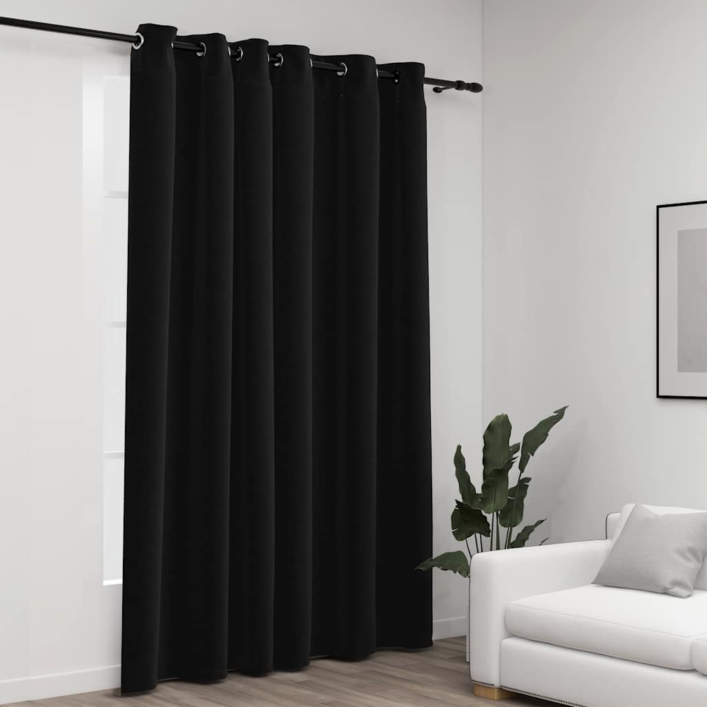 Gordijn linnen-look verduisterend met ogen 290x245 cm antraciet is nu te koop bij PeponiXL, paradijselijk wonen!