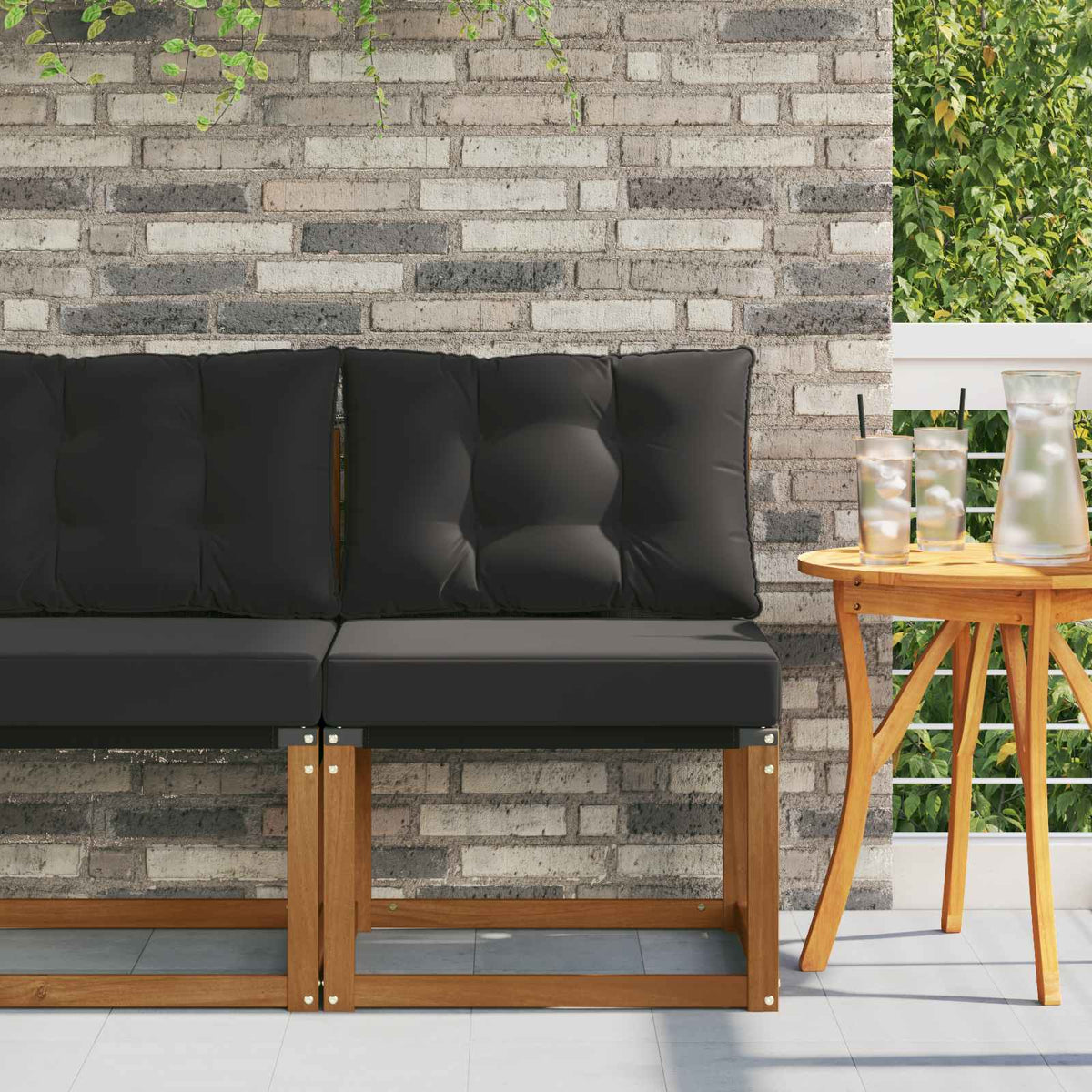 Buitenzitmiddelsofa Massief acaciahout en Textilene Stof is nu te koop bij PeponiXL, paradijselijk wonen!